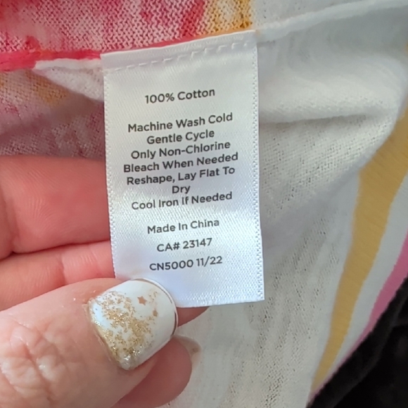 Talbots Floral V-Neck Long Sleeve Top - Red and Yellow - Picture 7 of 8